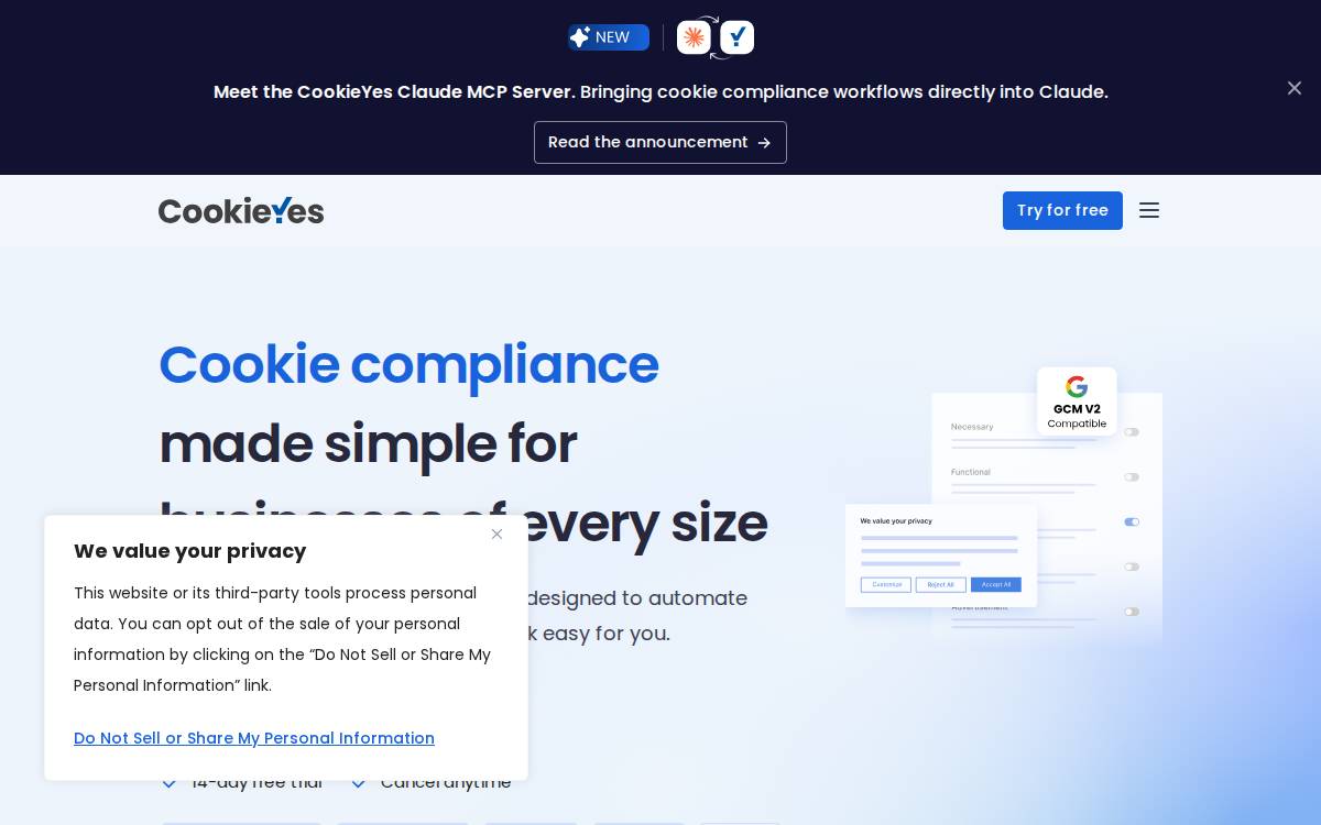 Cookieyes website preview