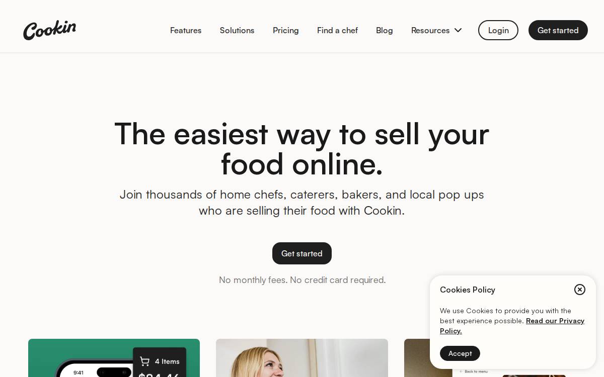 Cookin website preview