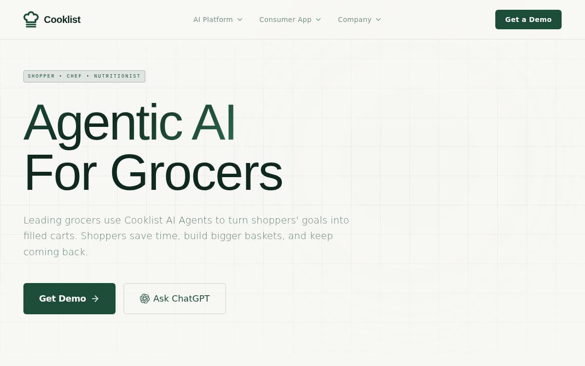 Cooklist website preview