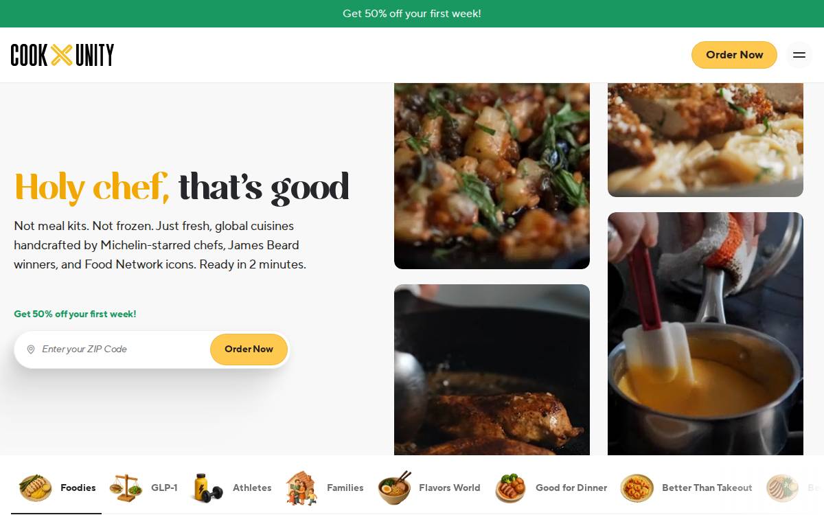 CookUnity (partially exited) website preview