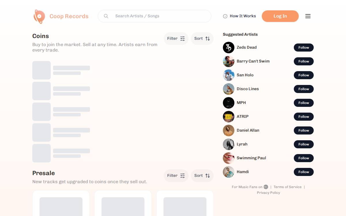 Coop Records website preview