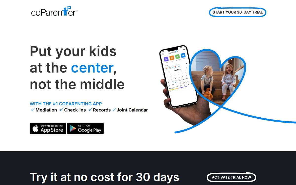 coParenter website preview