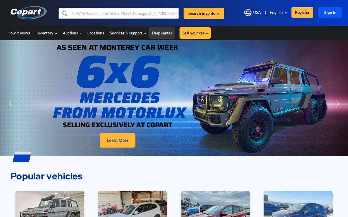 COPART INC website preview