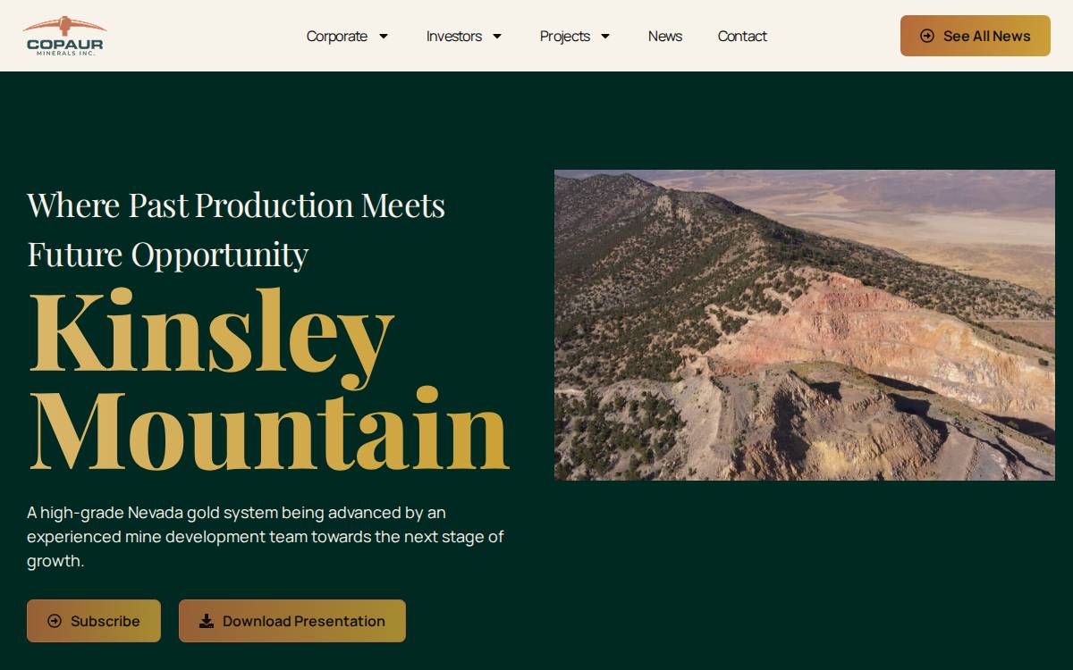 Copaur Minerals website preview