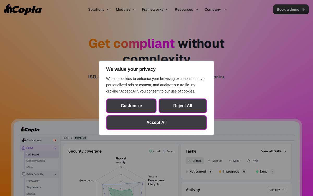 Copla website preview