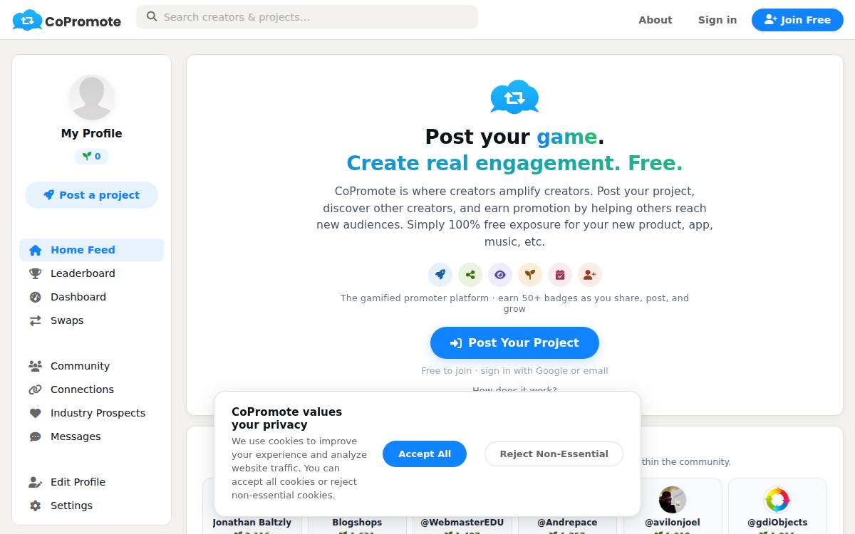 CoPromote website preview