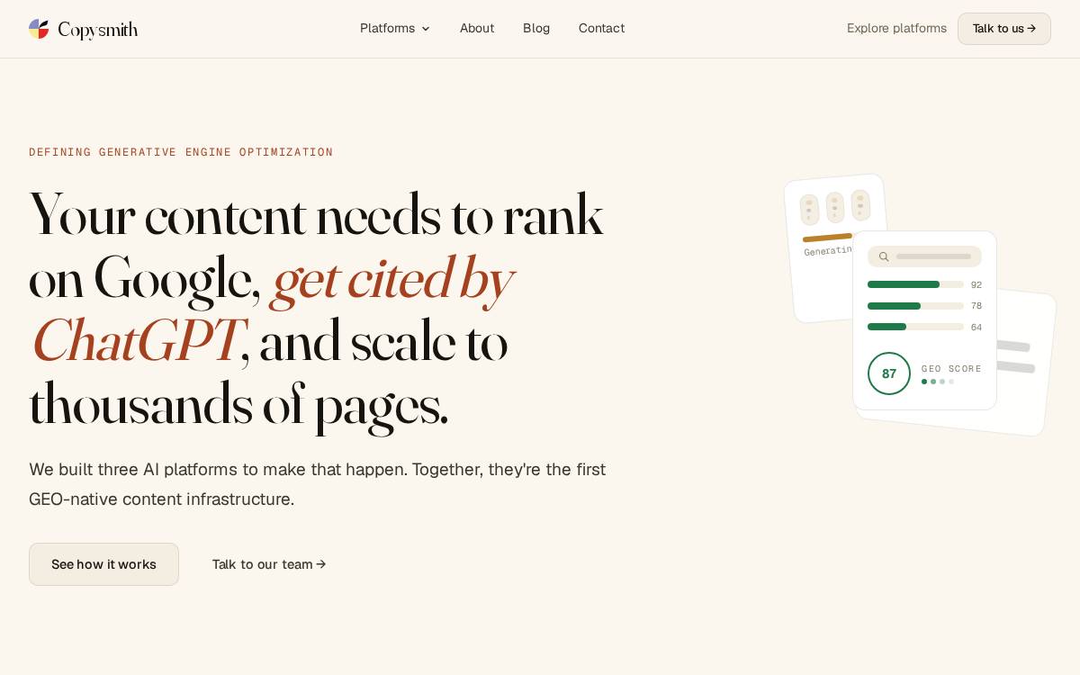 Copysmith website preview