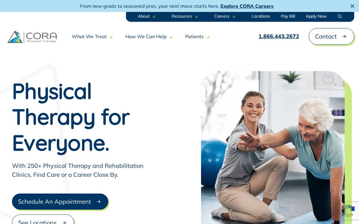Cora Physical Therapy website preview