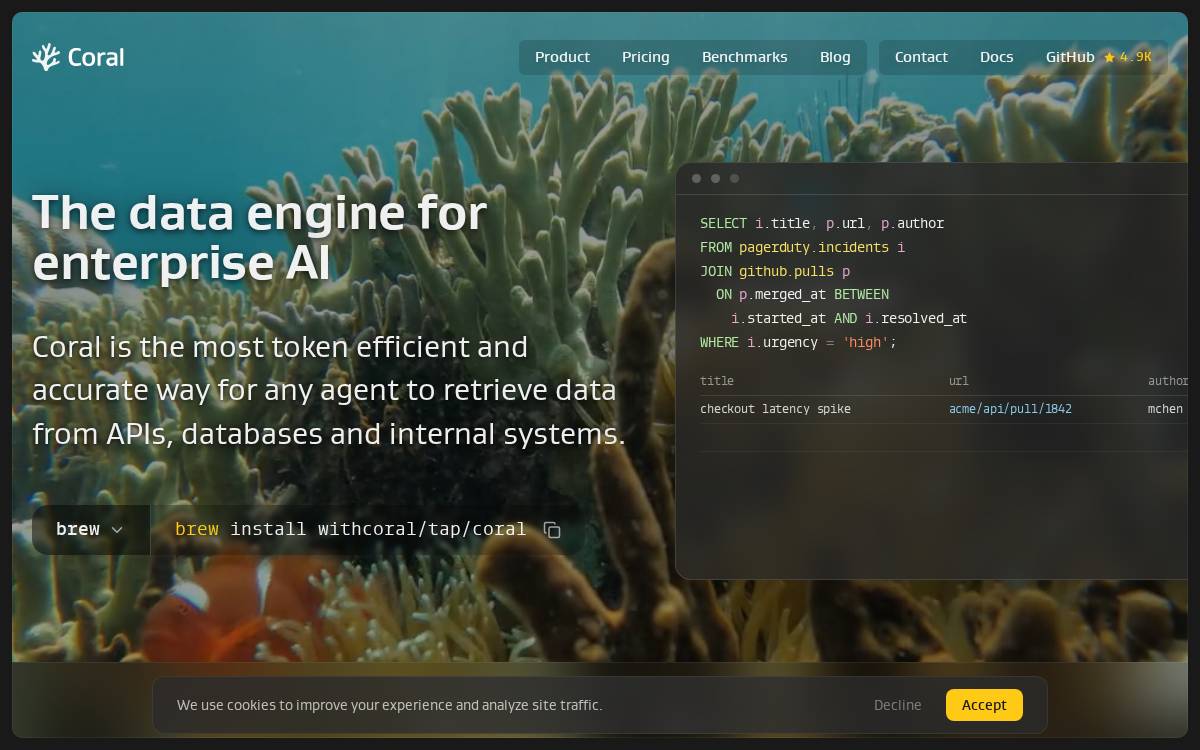 Coral website preview