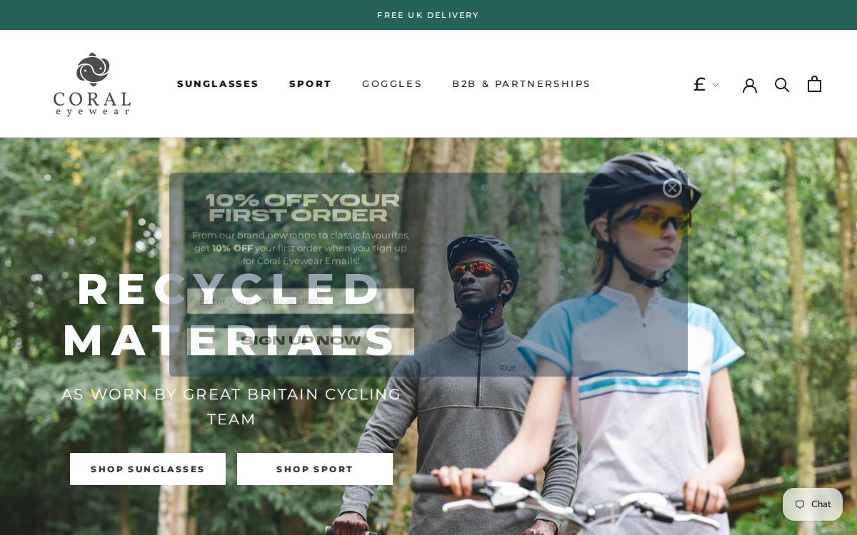 Coral Eyewear website preview
