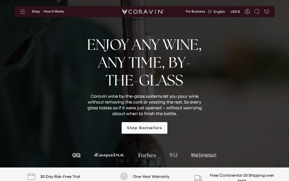 Coravin website preview