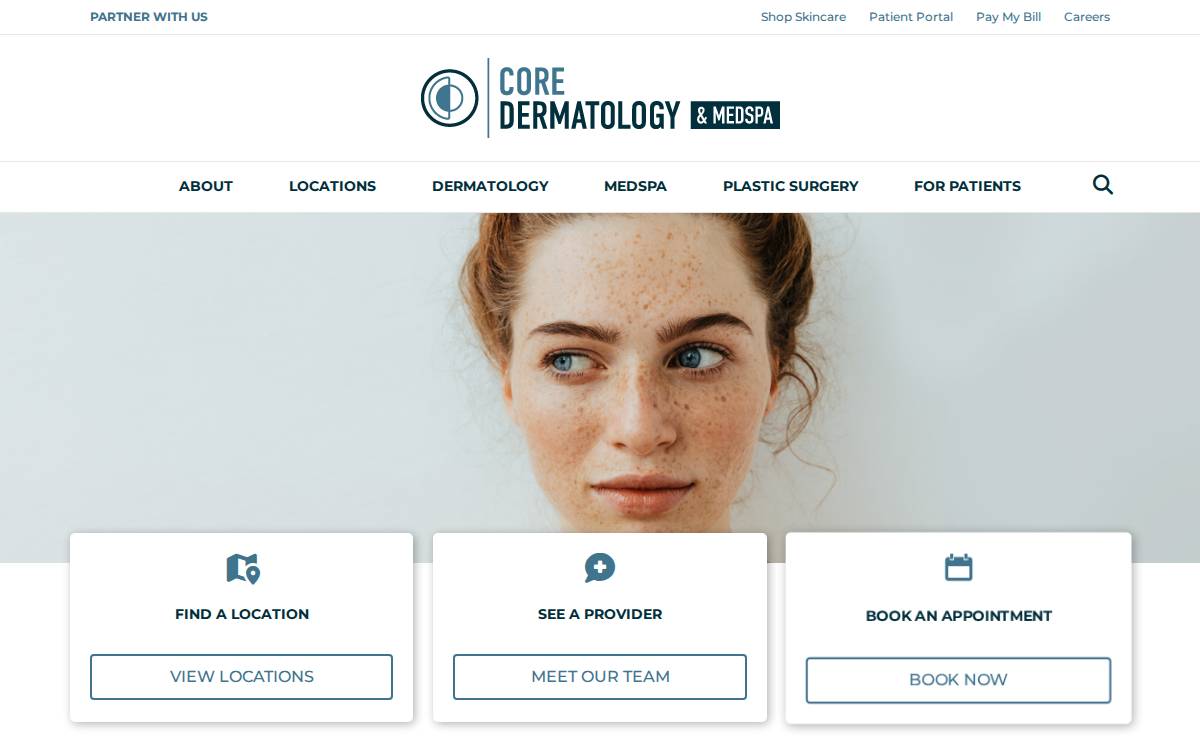 Core Dermatology website preview