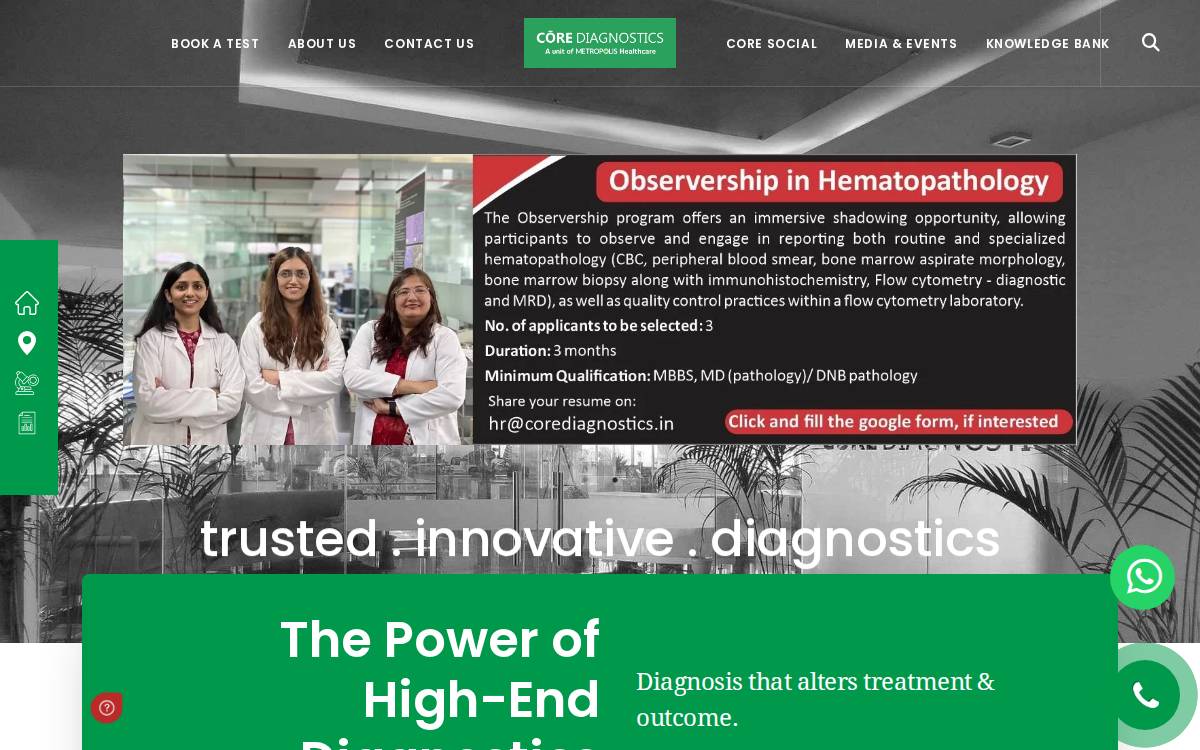 Core Diagnostics website preview