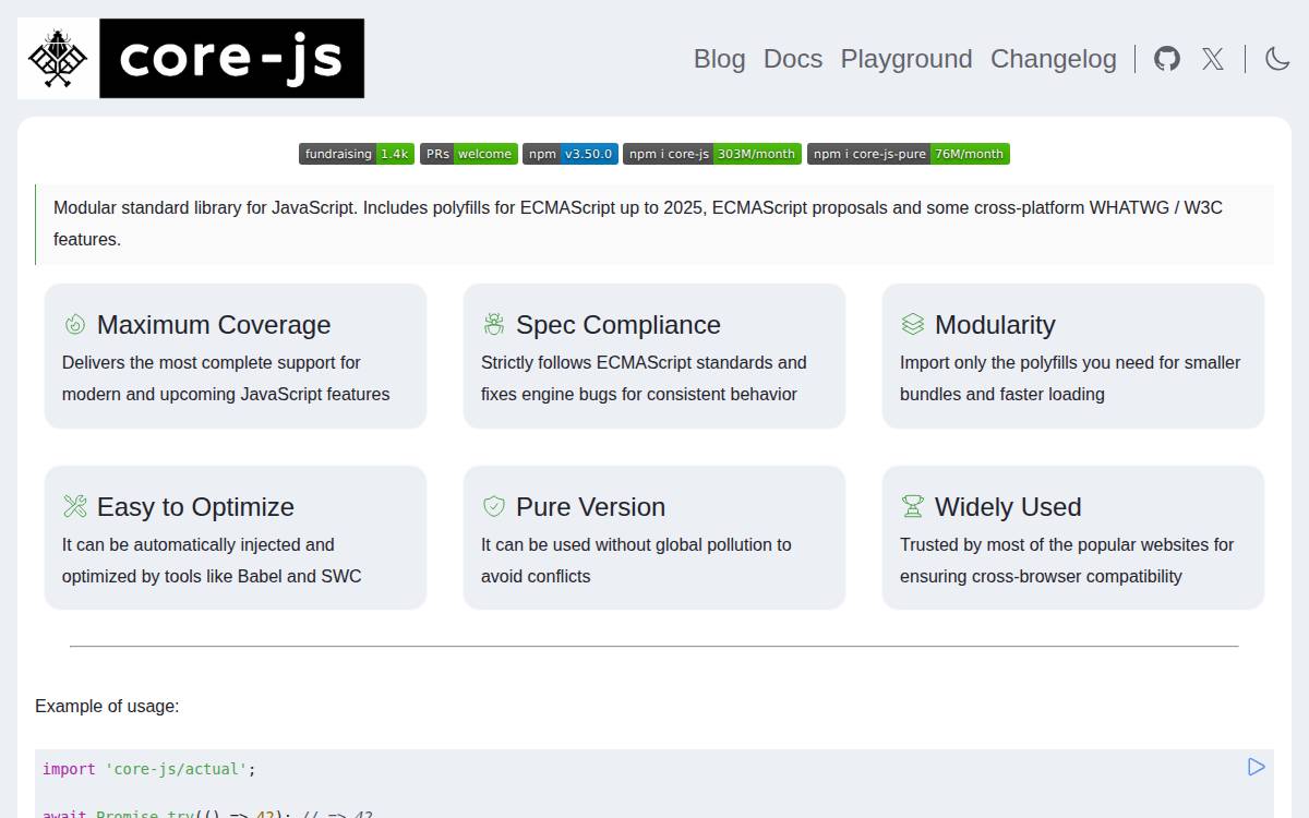 Core Js website preview