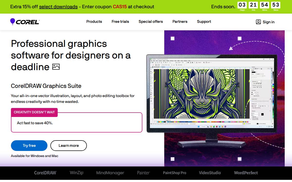 Corel website preview