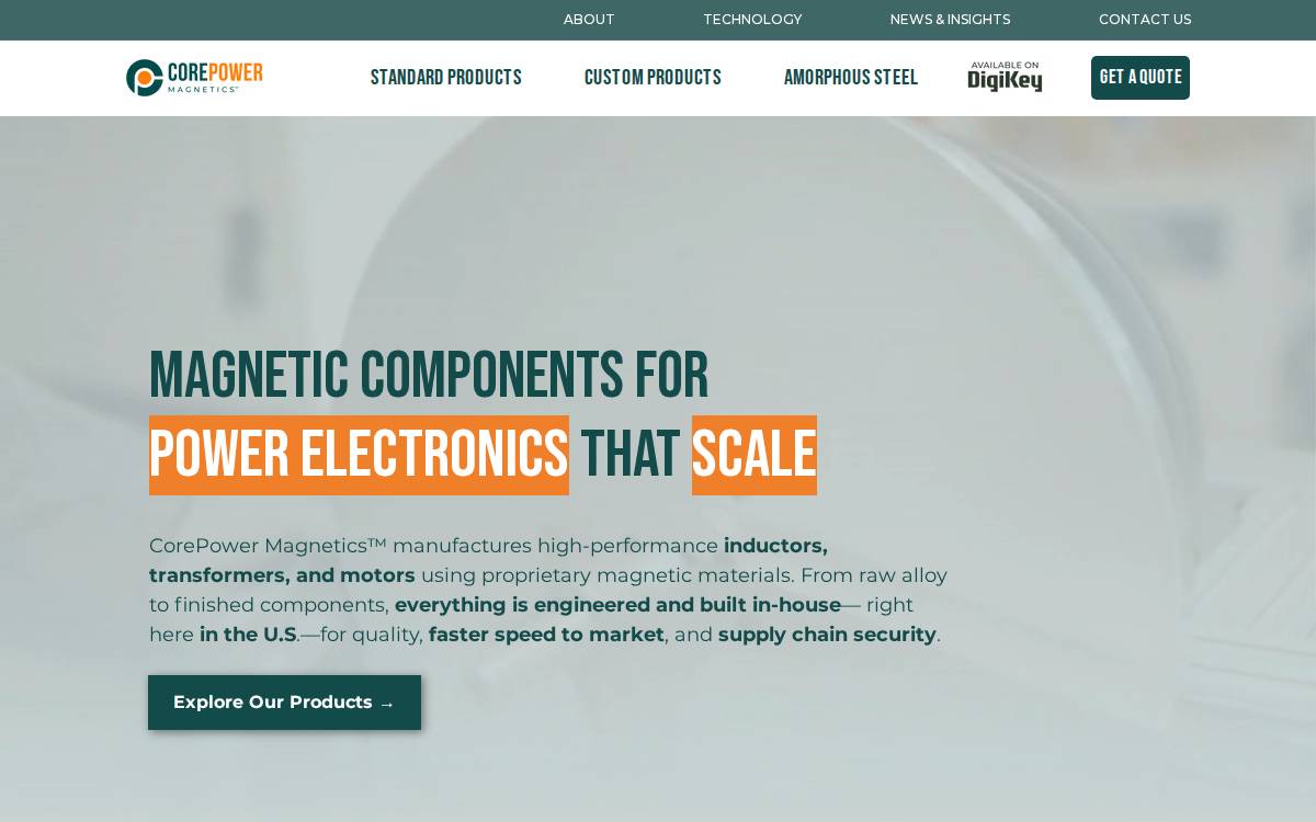 CorePower Magnetics website preview