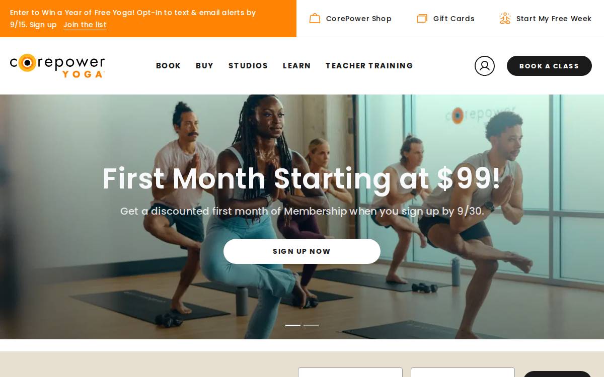 Corepoweryoga website preview