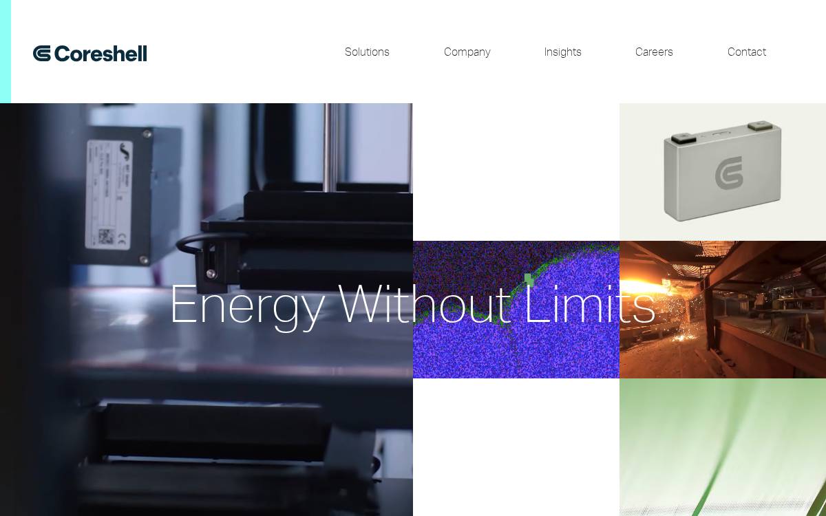 Coreshell Technologies website preview