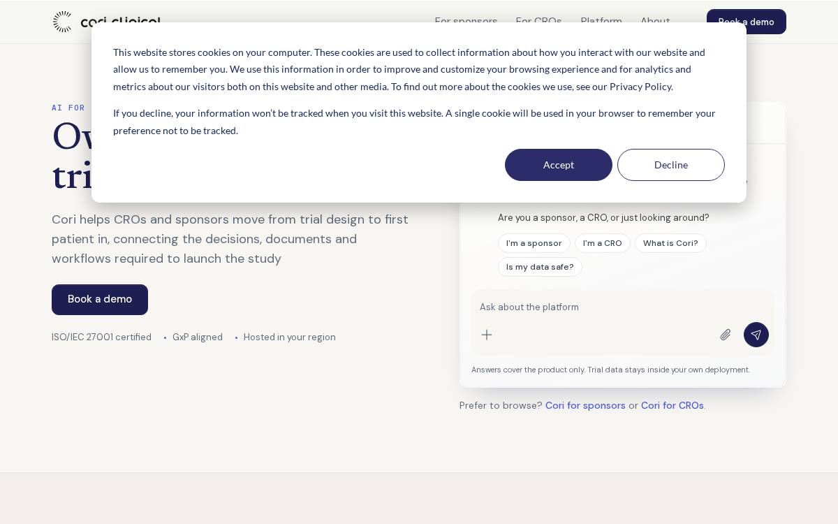 Cori Clinical website preview