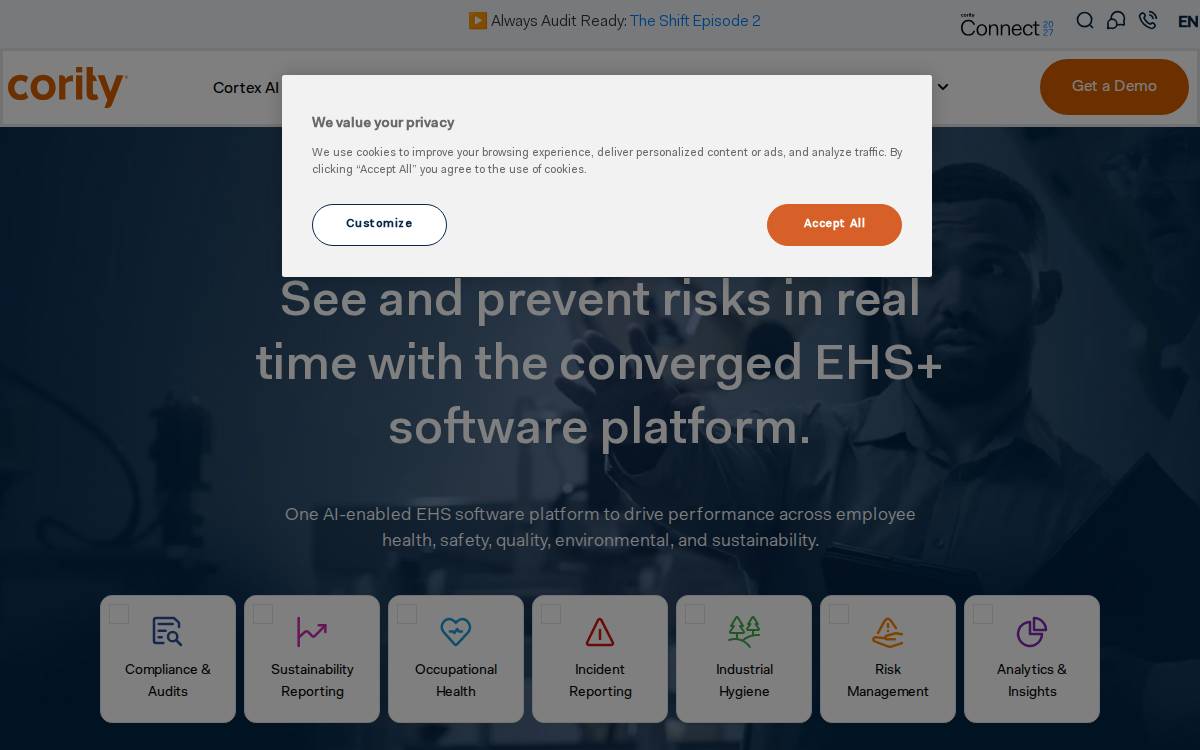 Cority website preview
