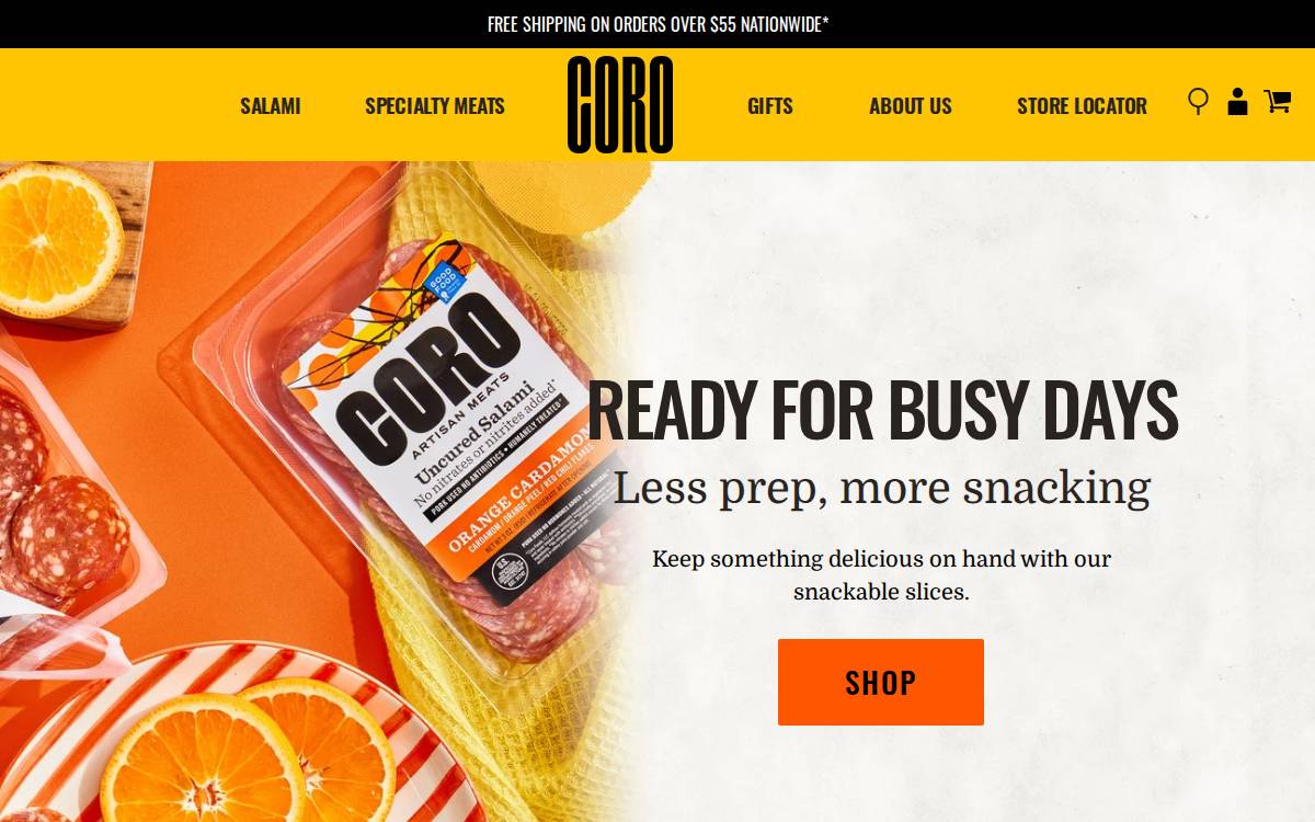 Coro Foods website preview
