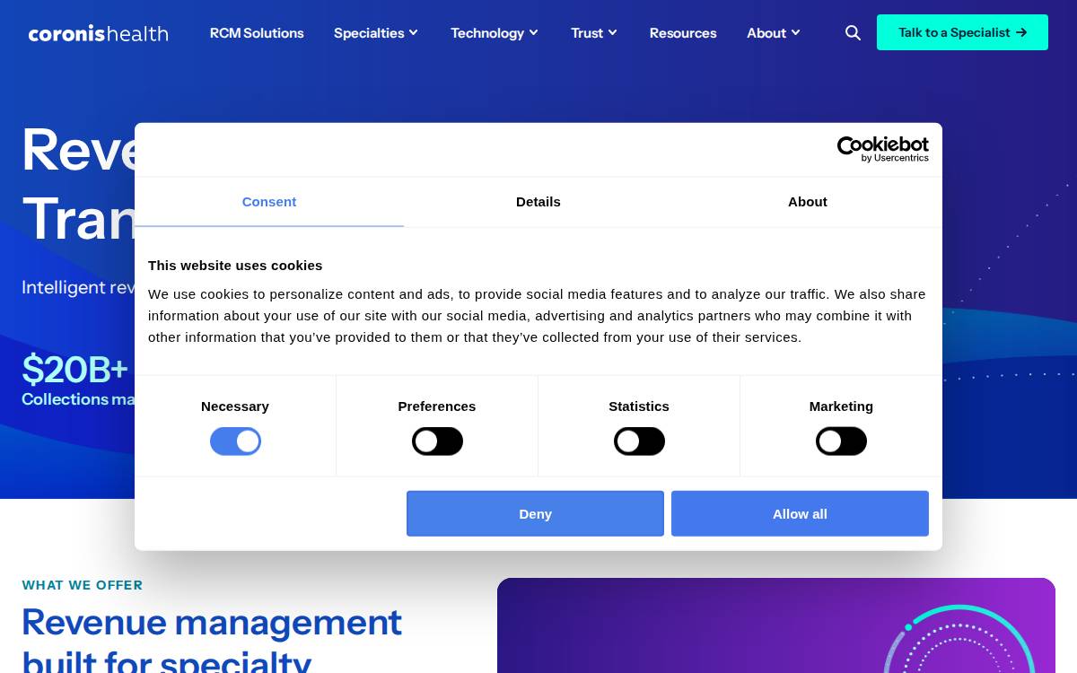 Coronis Health website preview