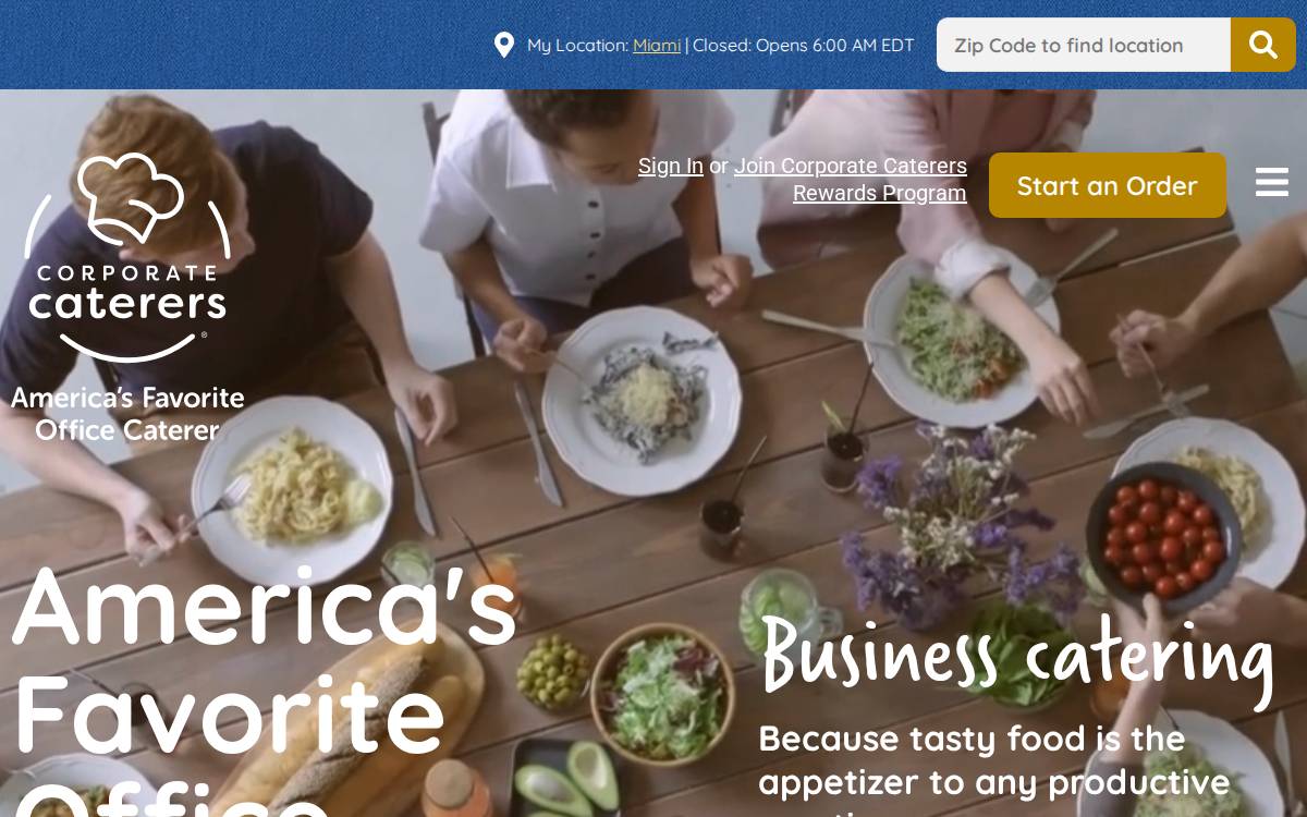 Corpcaterers website preview