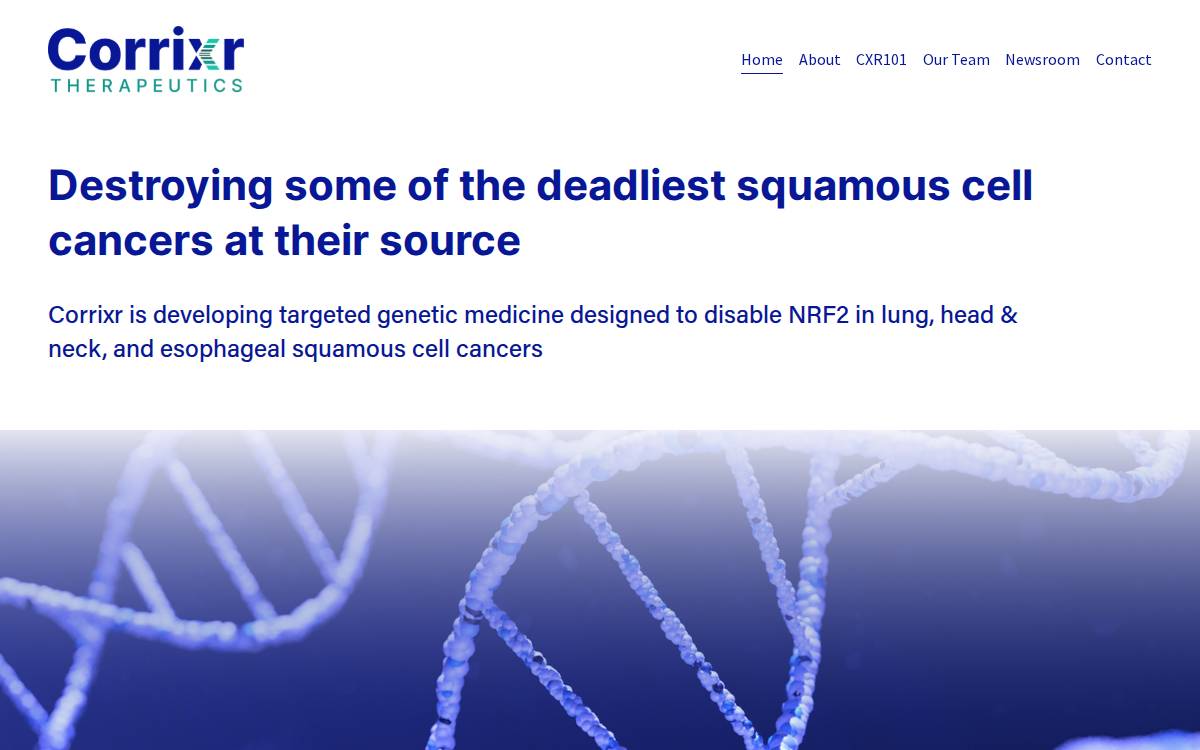 CorriXR Therapeutics website preview