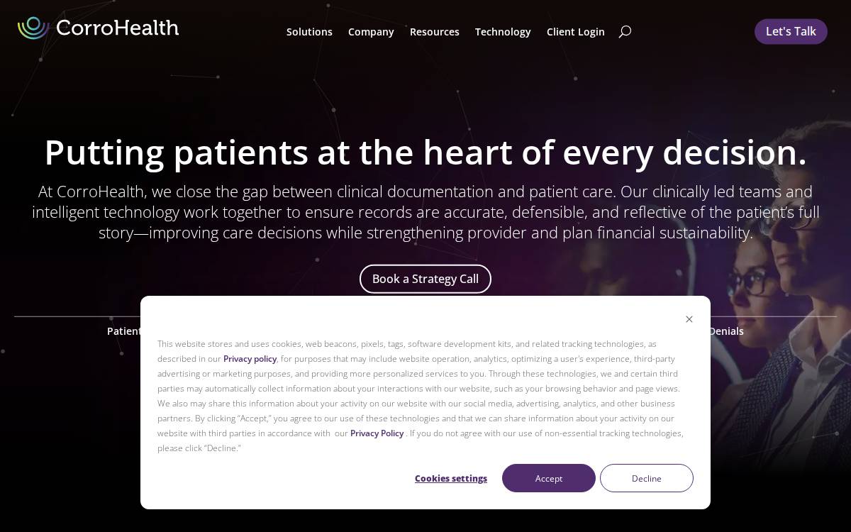 Corrohealth website preview
