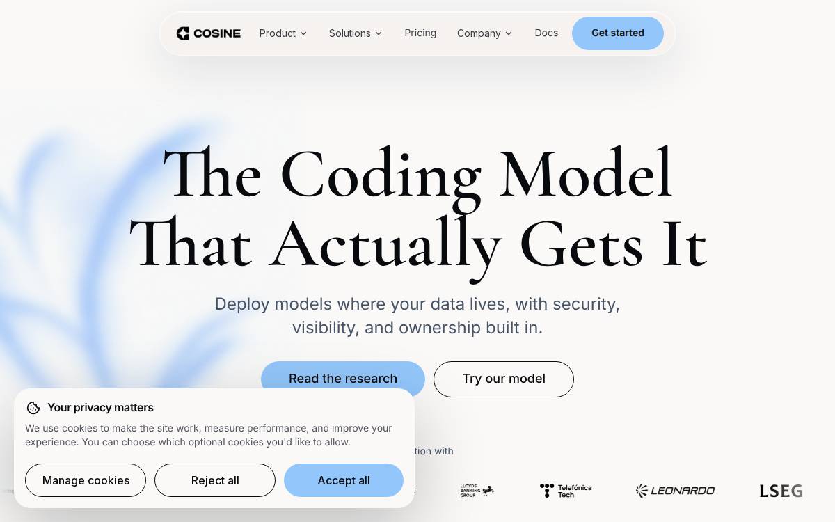 Cosine website preview