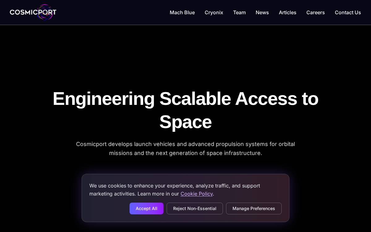 CosmicPort website preview