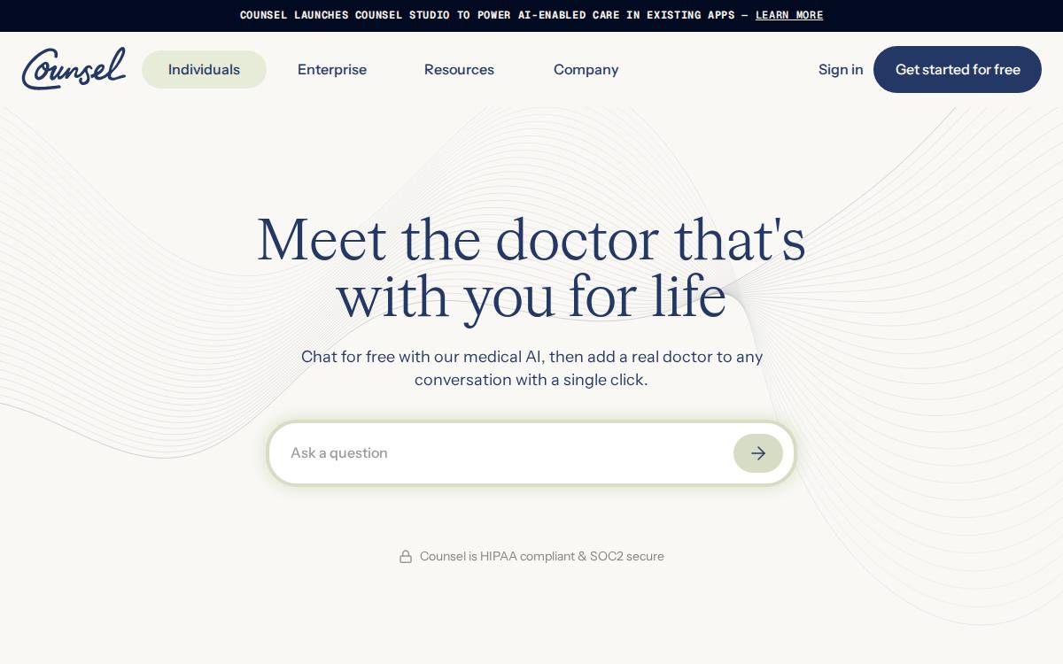 Counsel Health website preview
