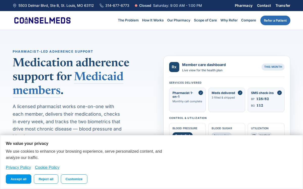 COUNSELMEDS website preview