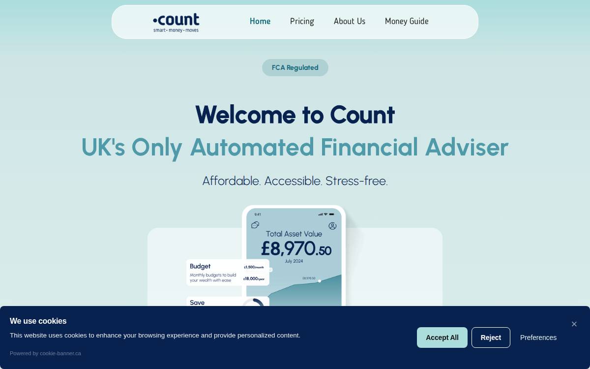 Count Finance website preview