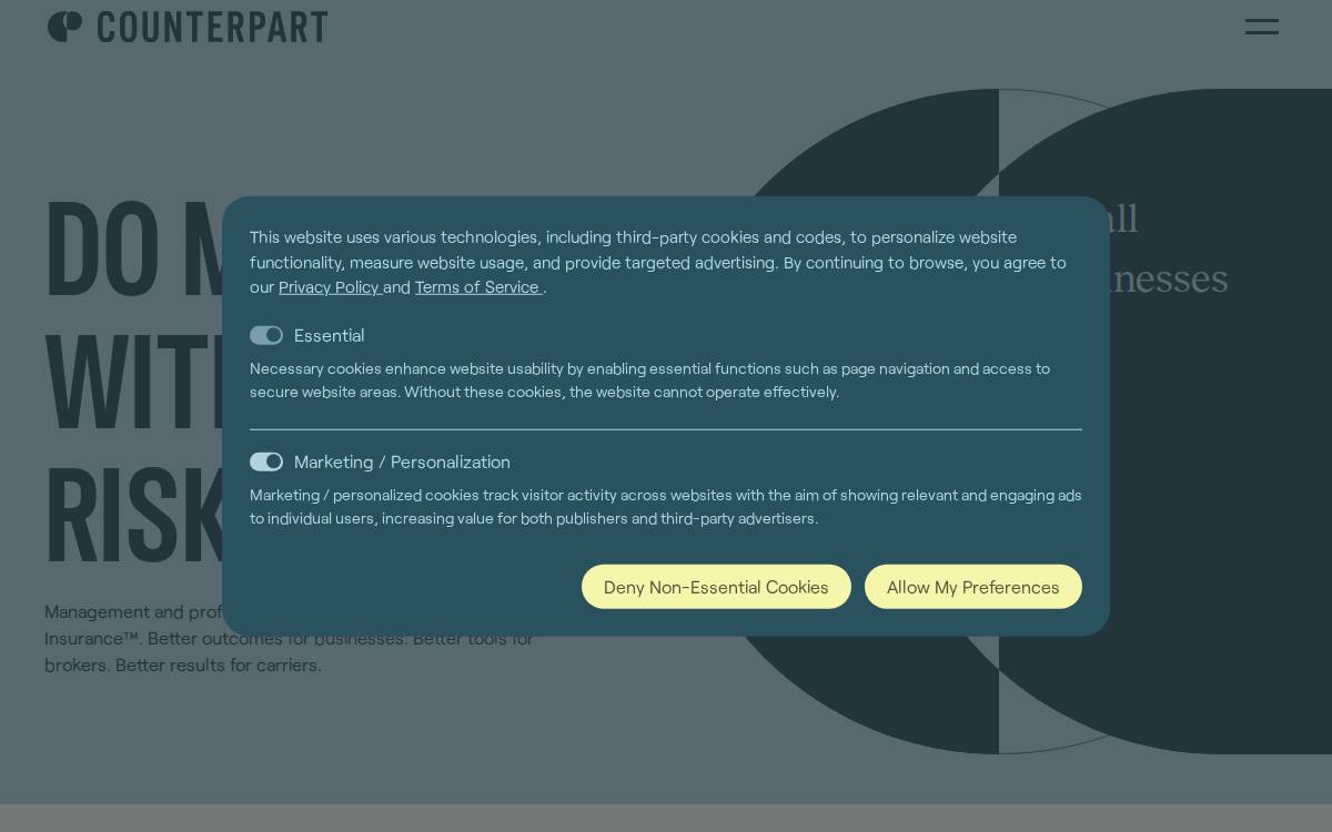 Counterpart website preview