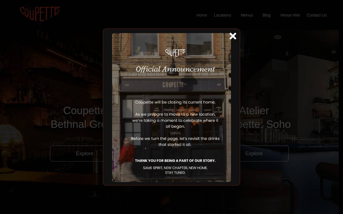 Coupette Bar website preview