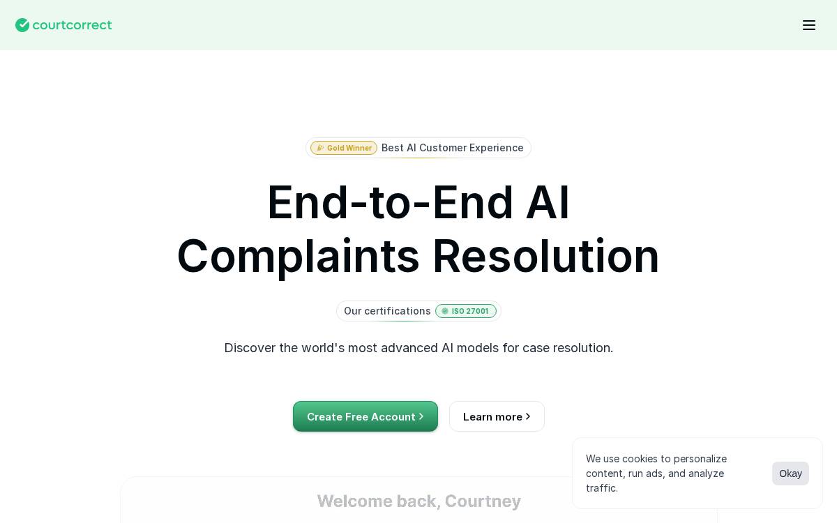 Courtcorrect website preview