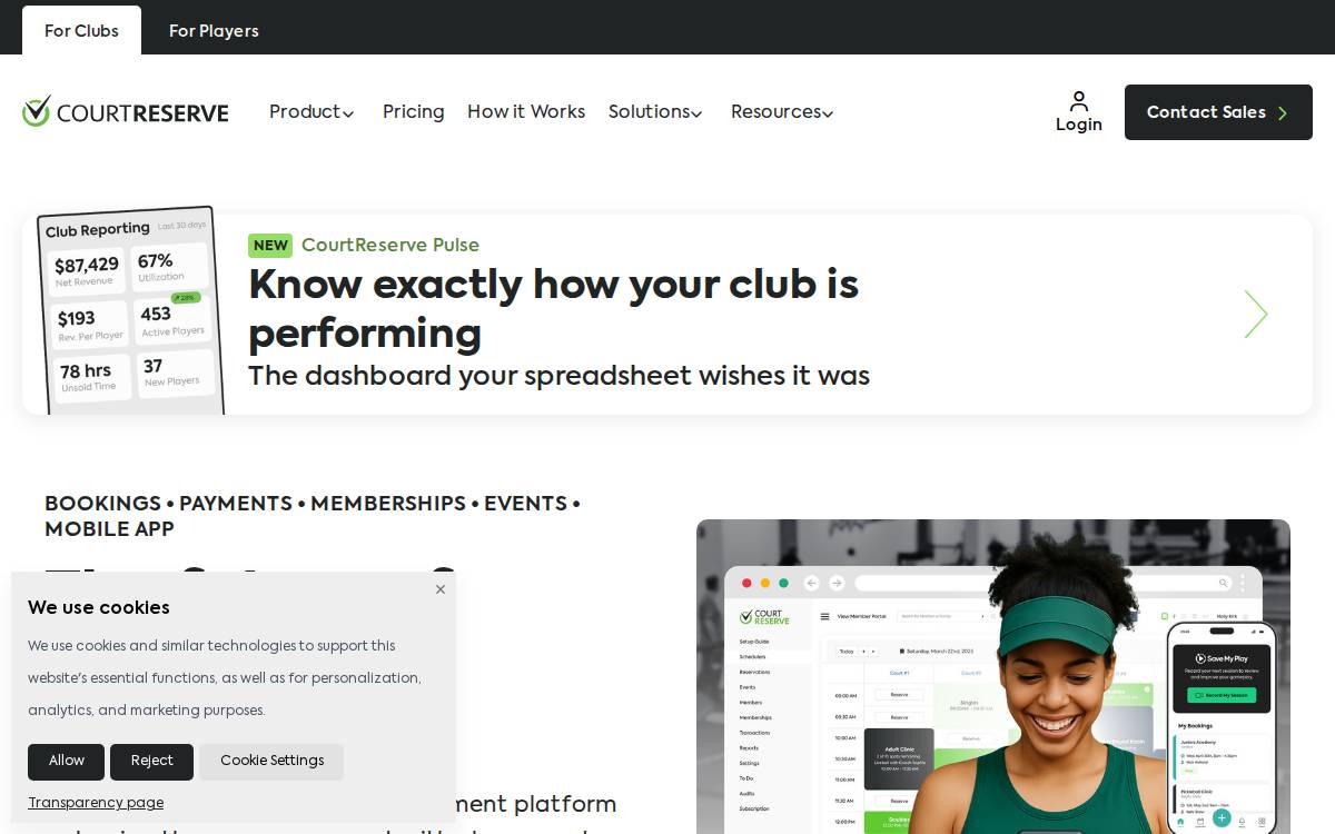 Courtreserve website preview