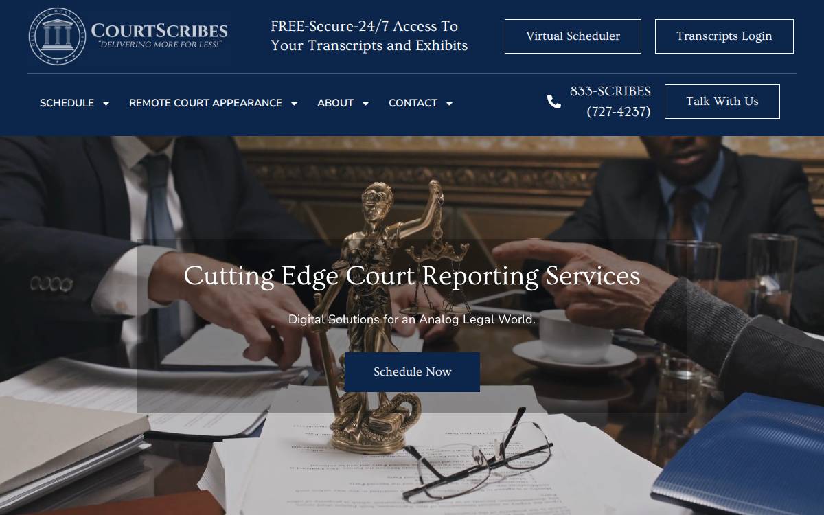 CourtScribes website preview