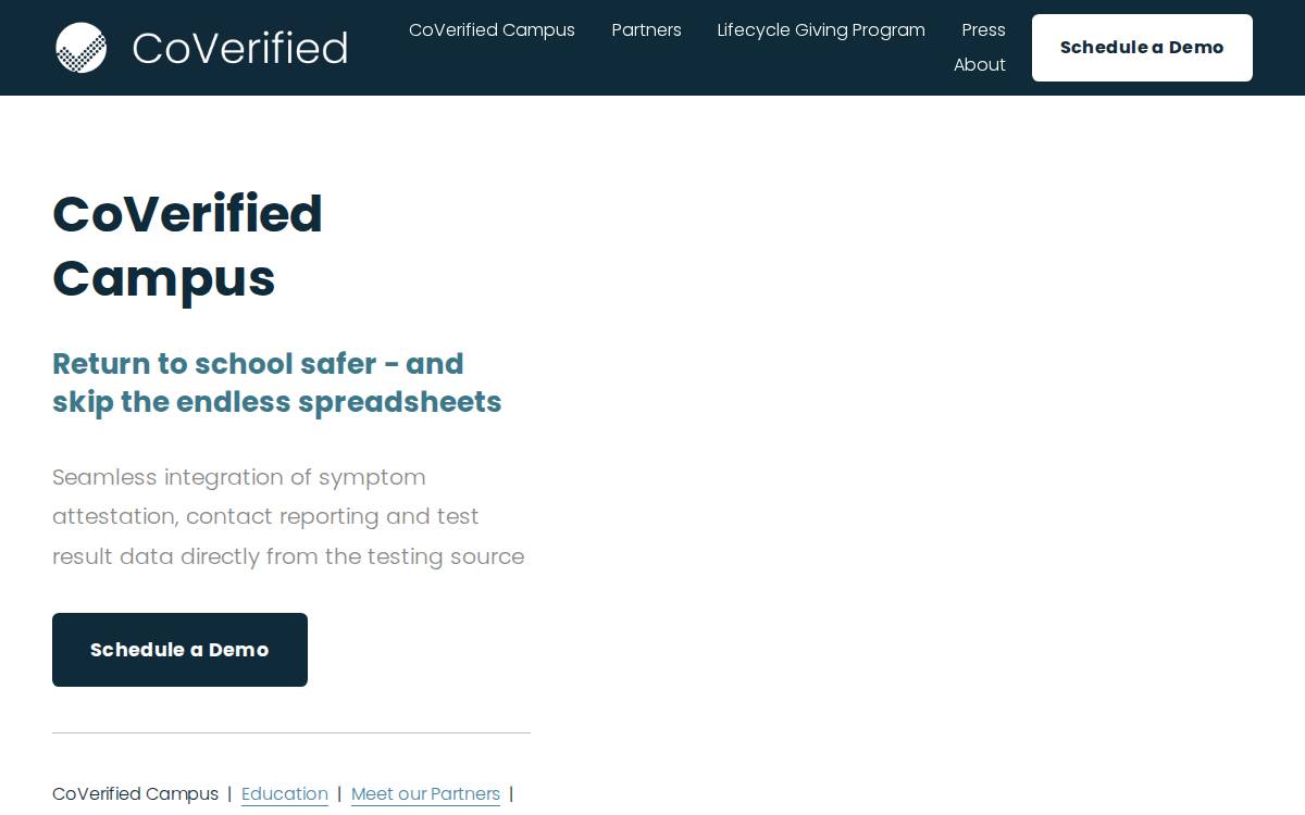 CoVerified website preview