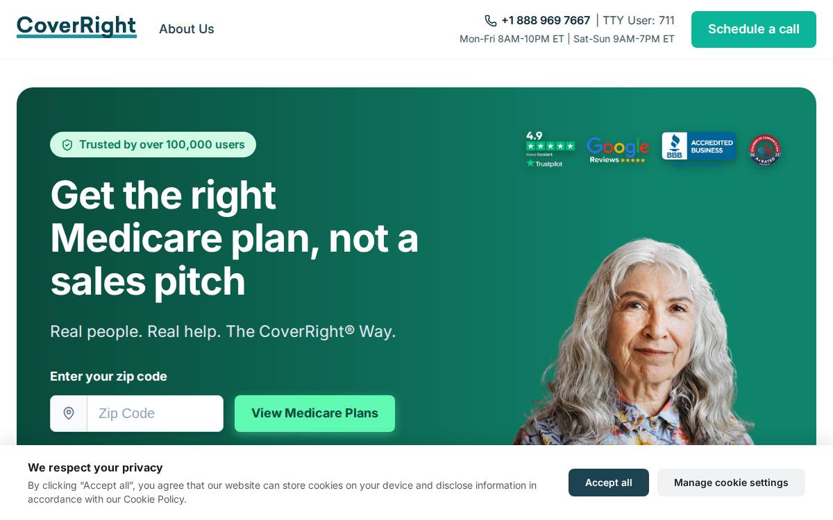 CoverRight Digital medicare concierge website preview