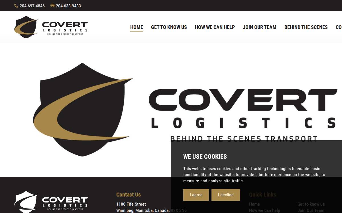 Covert Logistics website preview