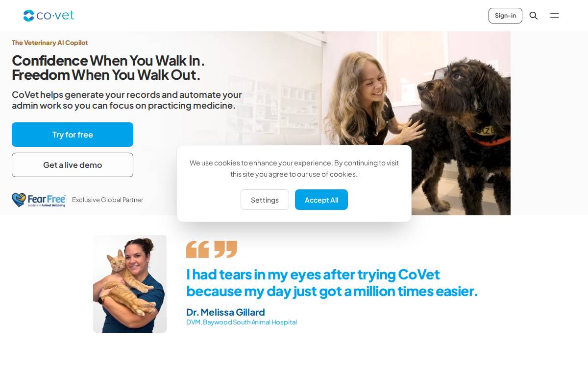 CoVet : Veterinary AI Scribe Software website preview