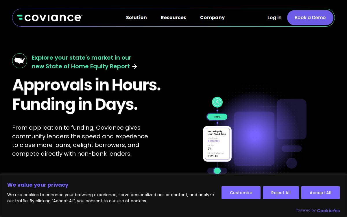 Coviance website preview