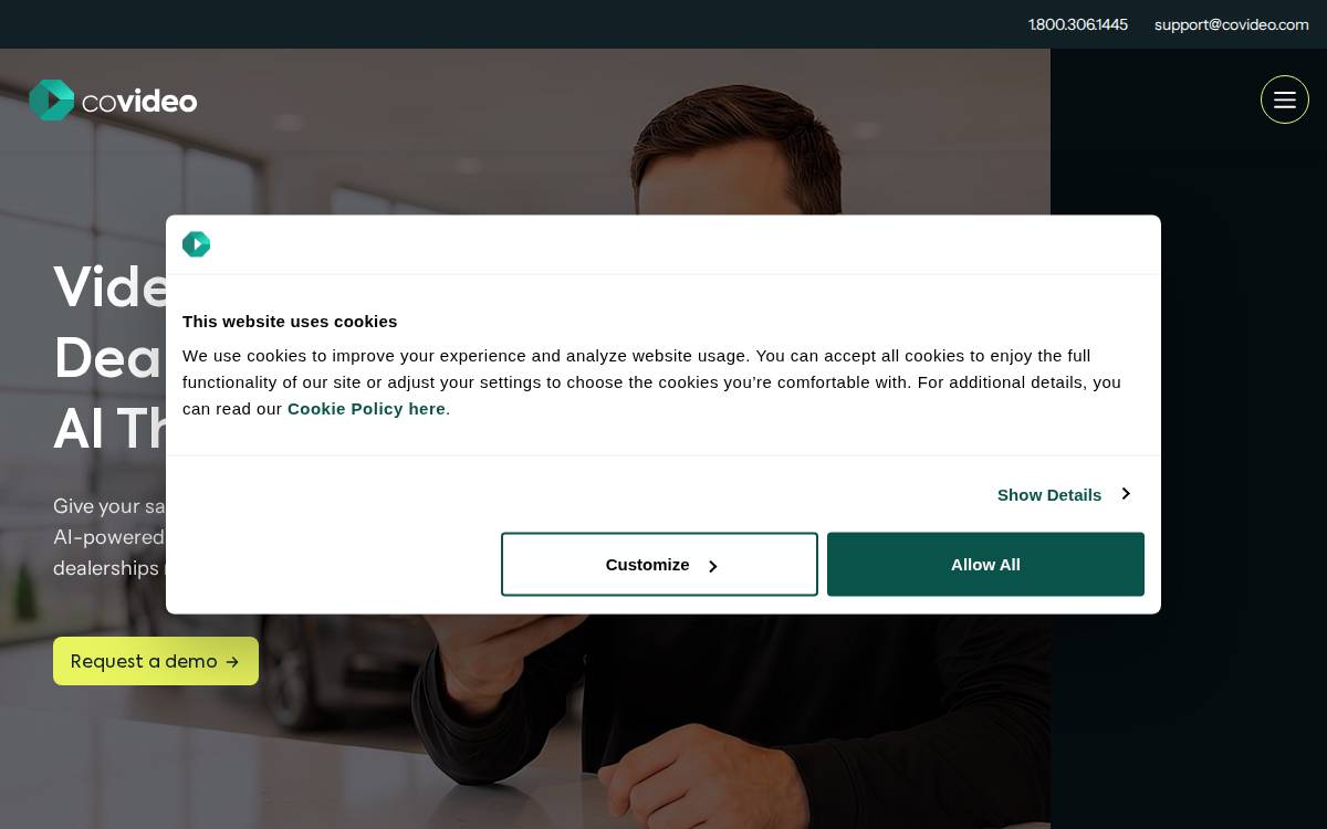 Covideo website preview