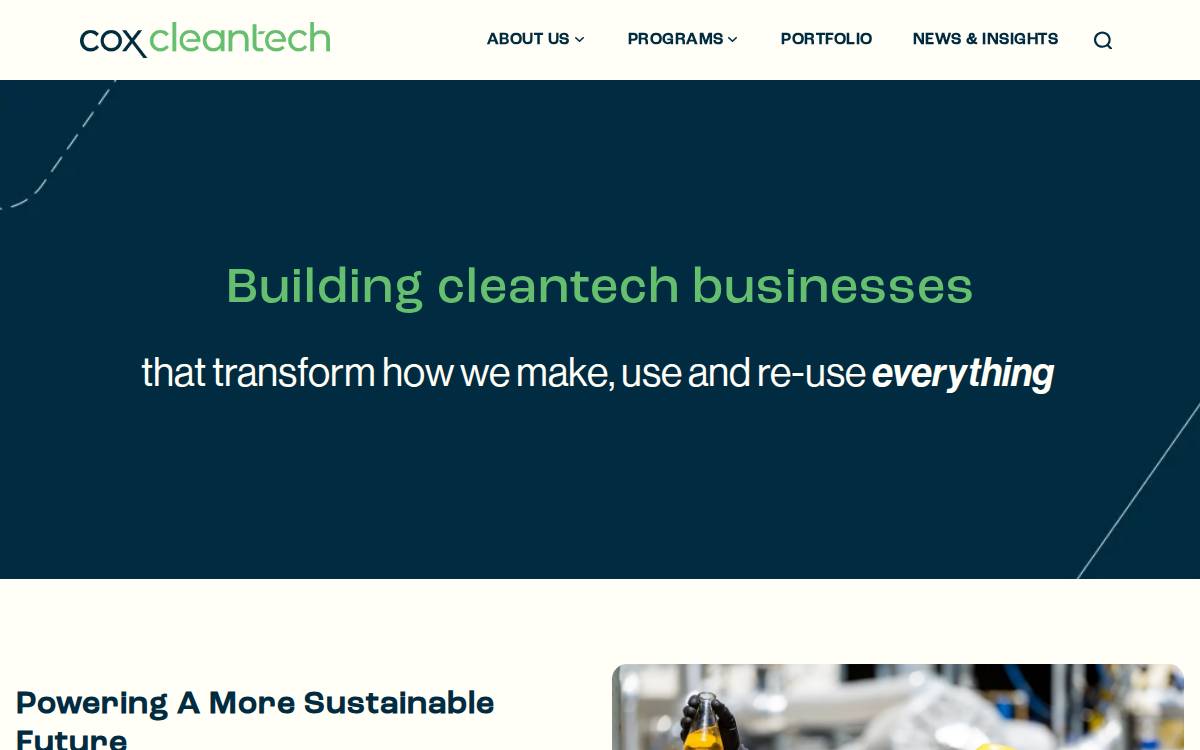 Cox Cleantech Accelerator website preview