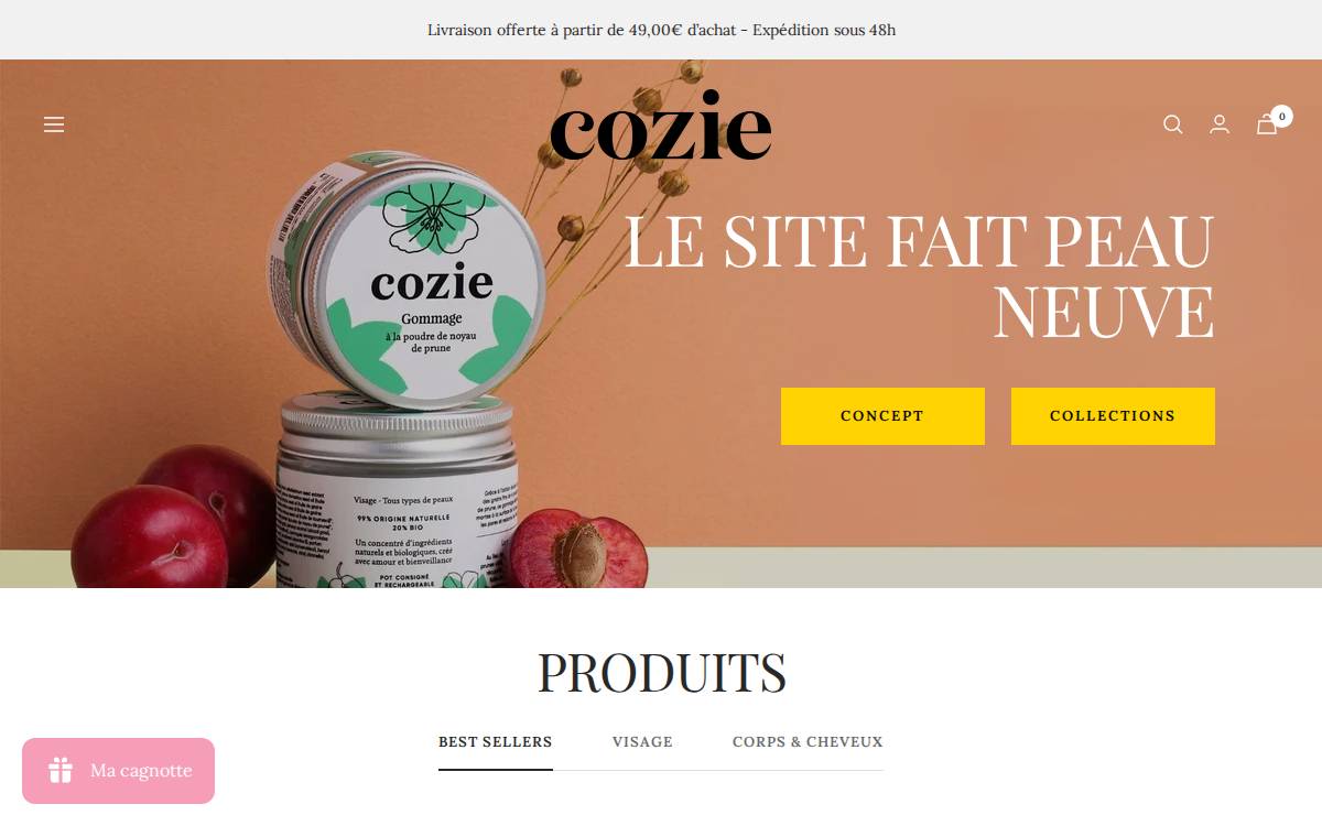 Cozie website preview