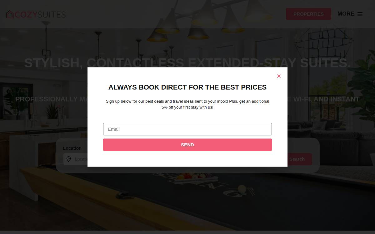 Cozysuites website preview