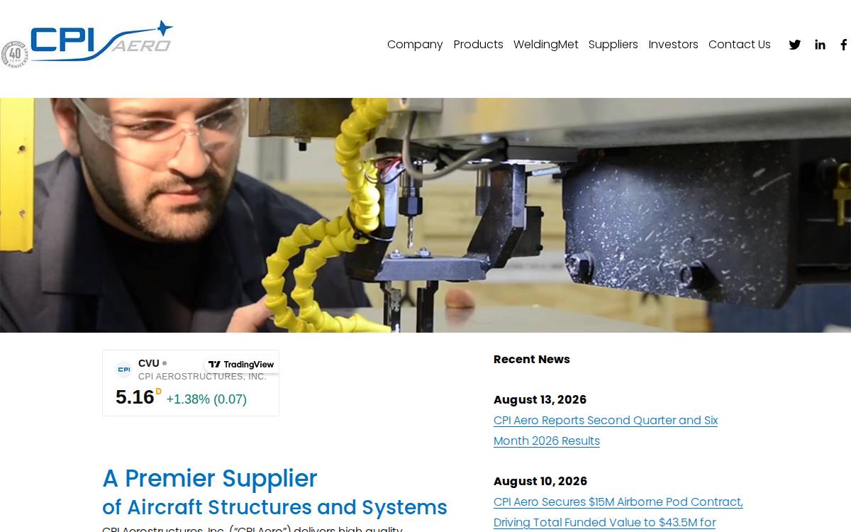 CPI Aerostructures website preview