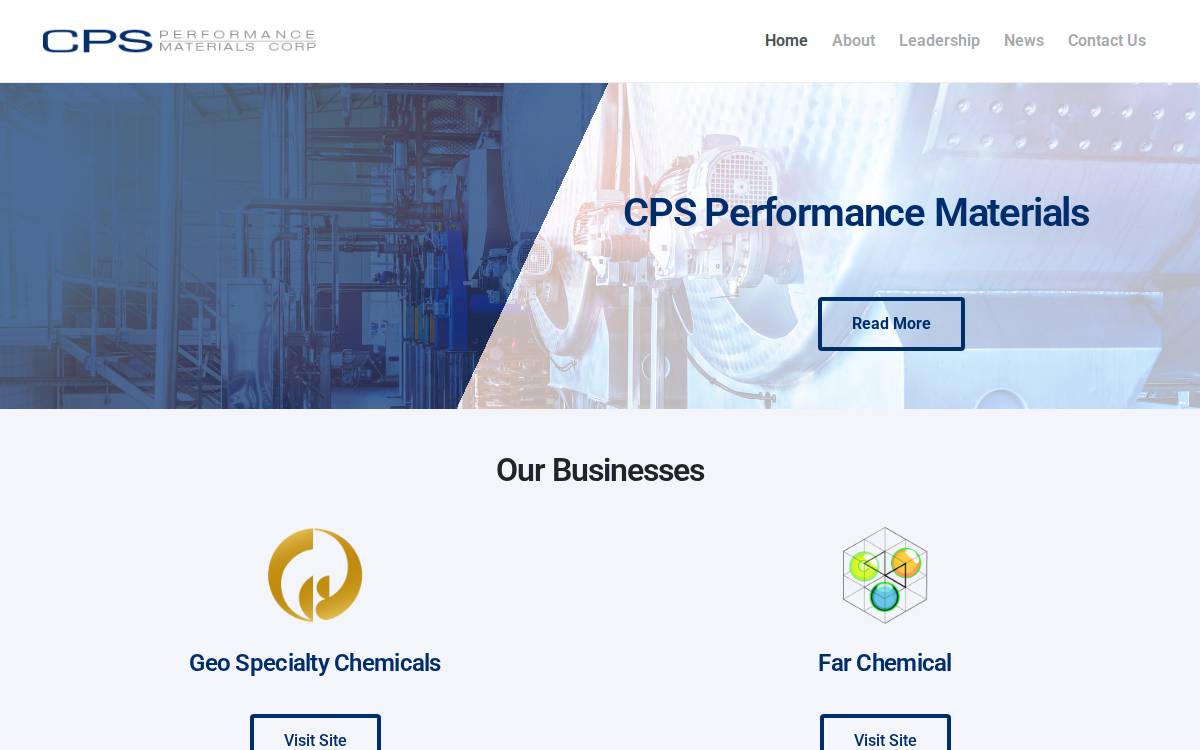 CPS Performance Materials website preview